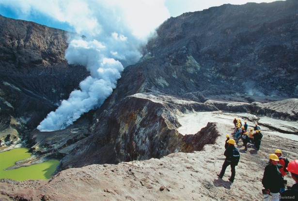 FLYING INTO A VOLCANO: White Island, 48 kilometres offshore from Whakatane in the Bay of Plenty, is one of the most ...