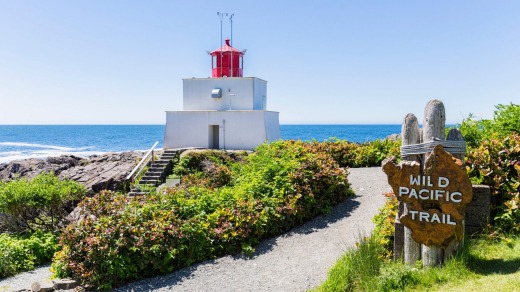 The Amphitrite Lighthouse sits on the 75-kilometre West Coast Trail.