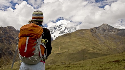 Trekking through the Himalayas in Bhutan.