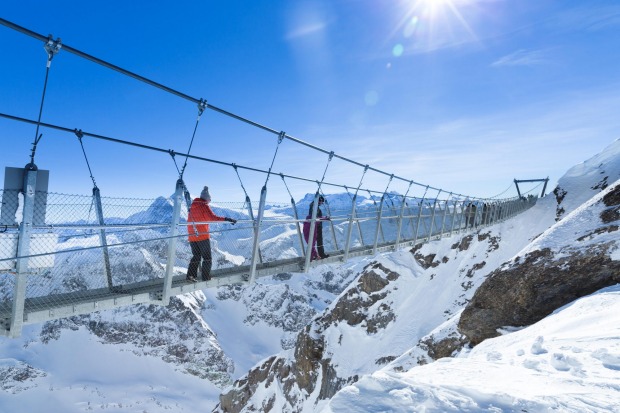 High in the Swiss Alps - atop Mount Titlis, to be precise, 3000 metres above sea level - this bridge has some of the ...