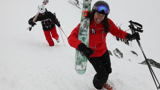 Extremely Canadian skier/coach Wendy Brookbank (front).