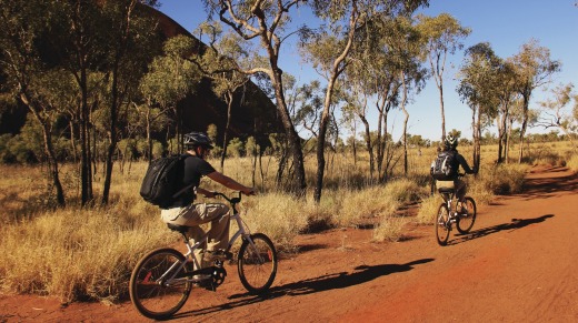 Cycling around Uluru.
