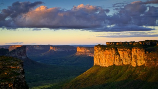 Chapada Diamantina glows in the golden light of the setting sun.