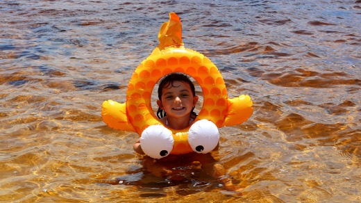 Freya Scott, 5, at Brown Lake, Stradbroke Island.