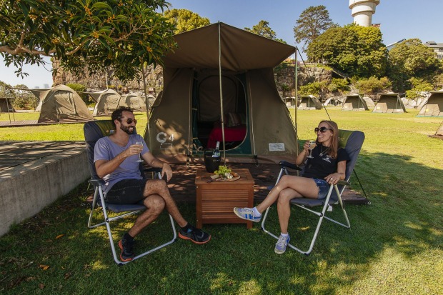 Camping on Cockatoo Island.