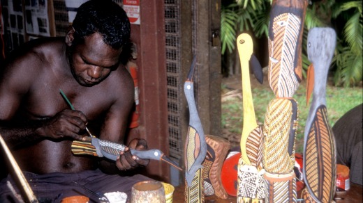 Woodcarver and artist Mario Munkara, Tiwi Designs.
