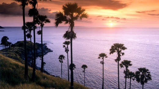 Sunset at Cape Promthep, at the southern tip of Phuket, Thailand.