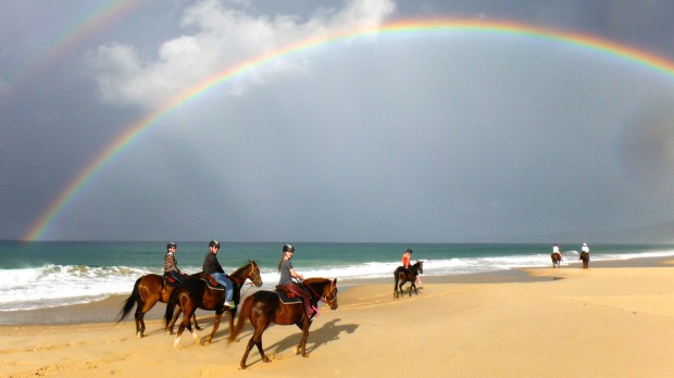 Rainbows over Queensland's Rainbow Beach: No kids in the winter.