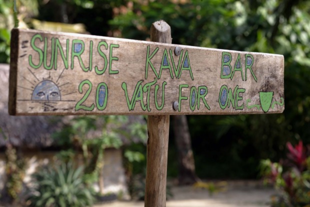 Roadside sign for a Kava bar.