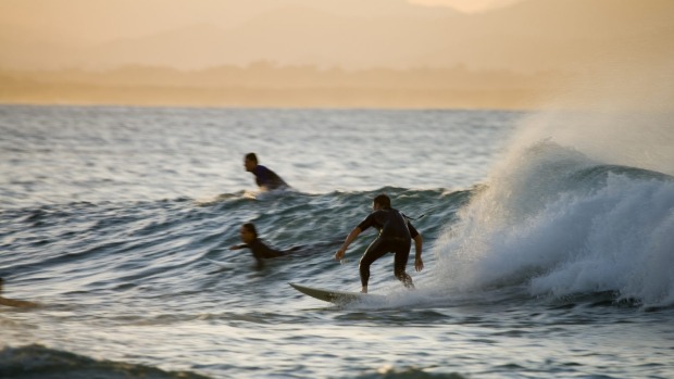 Catching sunset waves at The Pass, Byron Bay.