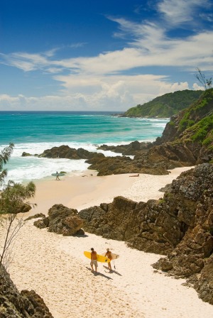 The perfect surf beach: The Pass, Byron Bay, as viewed from the lookout.