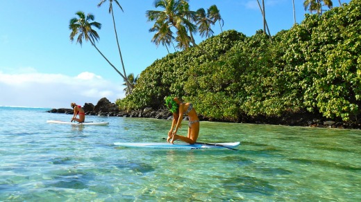 At a stretch: yoga on the paddleboards.