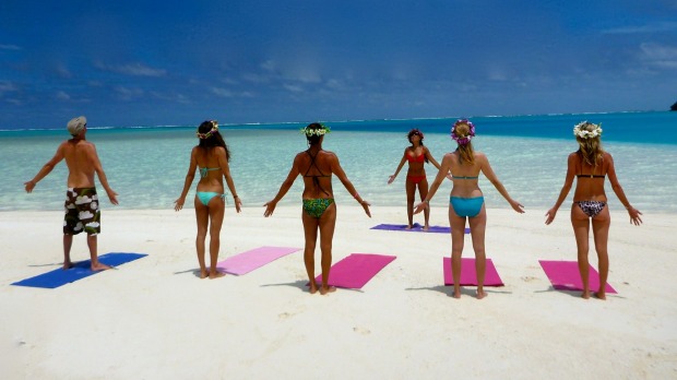 The writer (far left) on the beach with the experts.