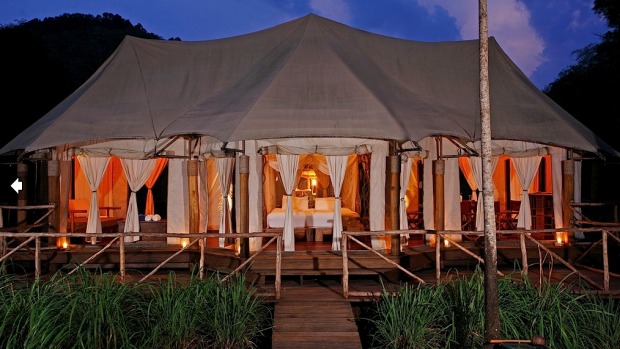 Despite the bizarre juxtaposition of an African safari-style luxury tent on a tiddly Thai island, the Private Beach ...