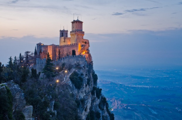 San Marino (61 square km. Population: 32,000). Enigmatic UNESCO heritage-listed San Marino towers over the surrounding ...