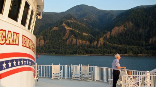 Admiring the views of the Columbia River near Stevenson from the deck of American Empress.