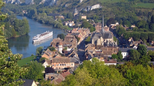 View over the Seine River from Chateau Gaillard above the town of Les Andelys.