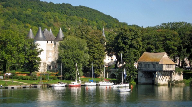 The riverside castle and mill in Vernon.