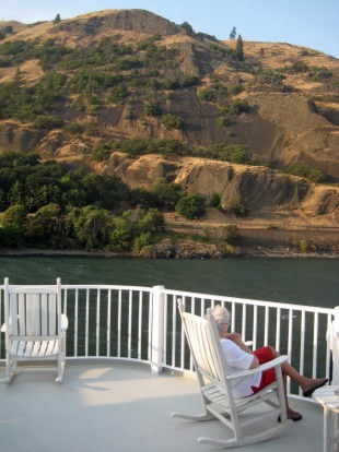 Admiring the views of the Columbia River near The Dalles from the deck of American Empress.