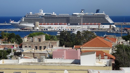 Celebrity Reflection  ... The ship moored in Rhodes, Greece.
