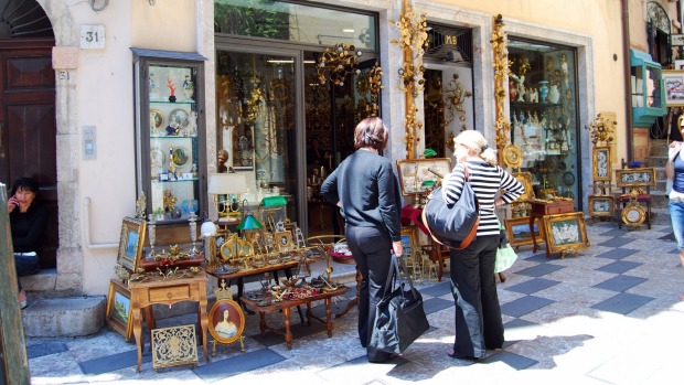 Antique shop display, Corso Umberto I, Taormina.