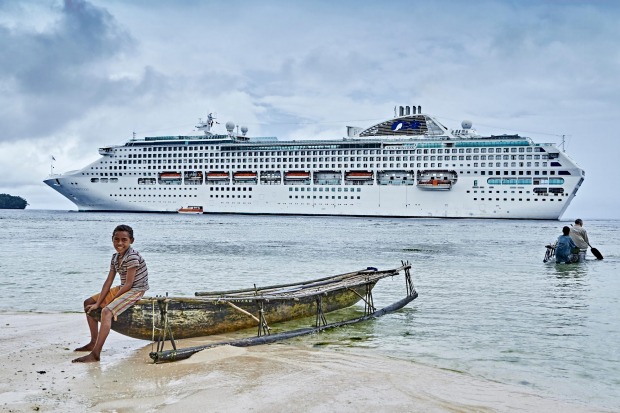 The Sun Princess at Kiriwina Island, Papua New Guinea.