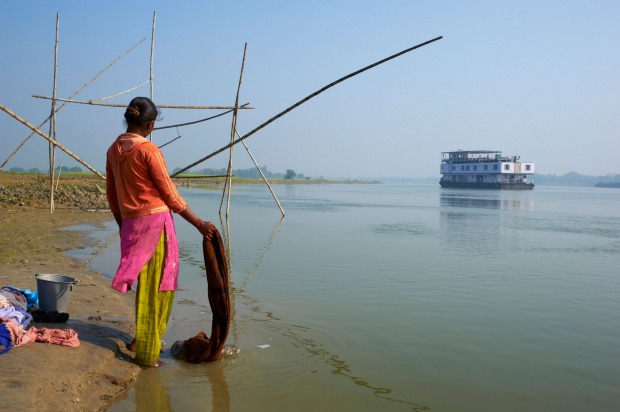 Sukapha boat on the Hooghly river, part of Ganges river in West Bengal, India.