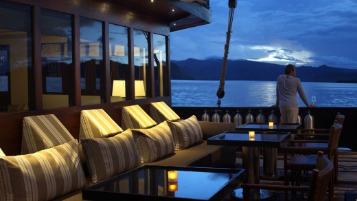 The deck on the Alila Purnama cruise ship.