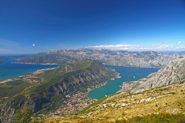 Aerial shot of the Bay of Kotor.