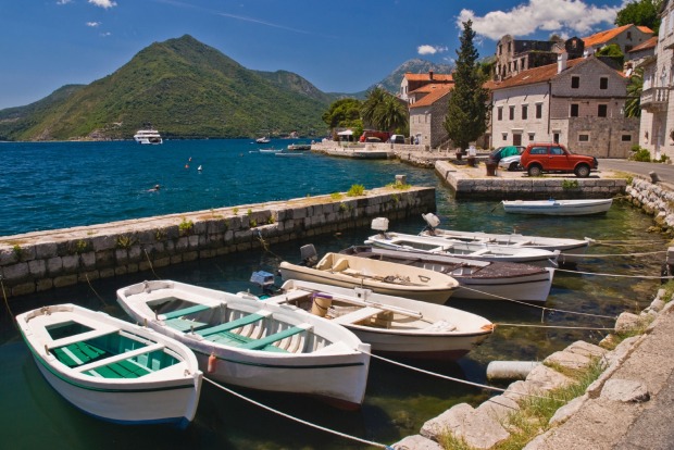 Boats in the dock, Kotor Bay, Montenegro.
