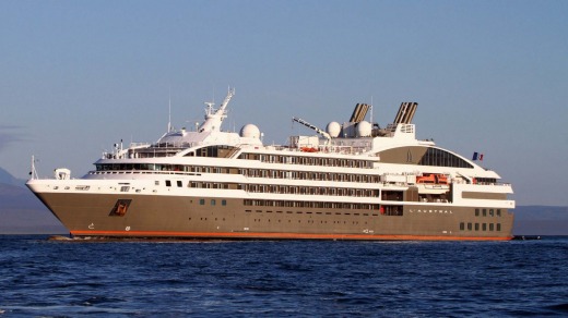 L'Austral sailing into Kagoshima.