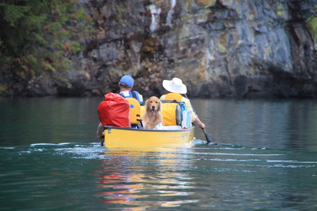 Canoeing on Clearwater Lake, Canada.