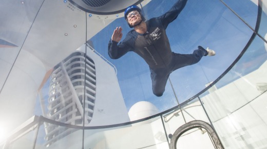 Passengers can fly in Quantum of the Seas' skydiving simulator.
