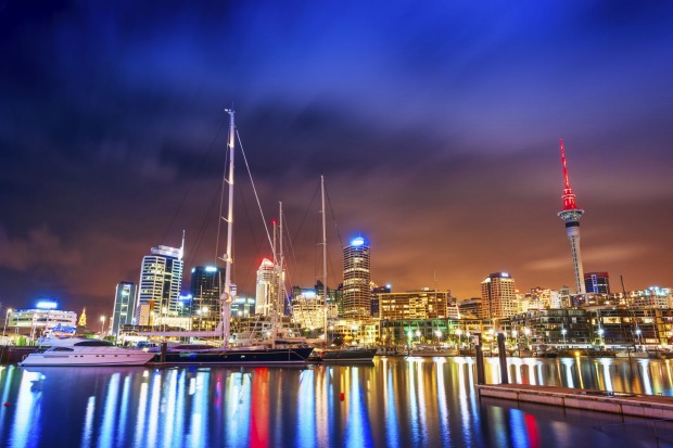 Port lovely: Auckland at night, New Zealand.