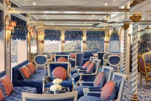 A lounge on Uniworld's SS Maria Theresa.