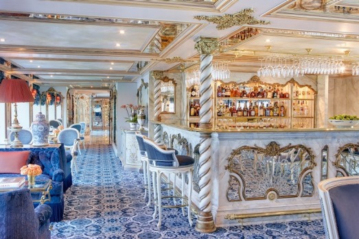 A lounge on Uniworld's SS Maria Theresa.