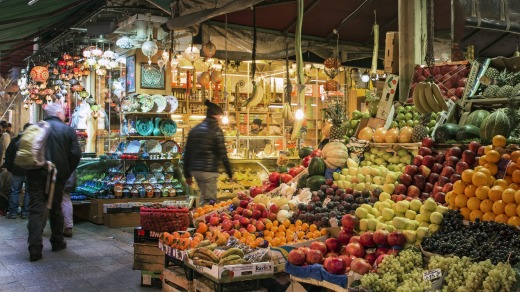 Fruit stalls at Istiklal street  flower market.