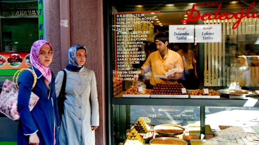 Istanbul Istiklal Caddesi Beyoglu shopping street quarter.