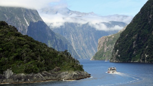 The entrance to Milford Sound, in Fiordland.