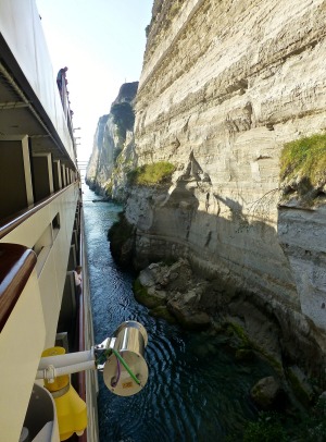 It's a tight squeeze in the Corinth canal