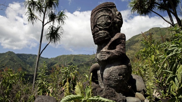 A tiki sculpture at Hiva Oa.