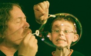 Mr Bubbles entertains children at the Edinburgh International Science Festival.