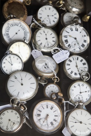 Pocket watches at flea market.