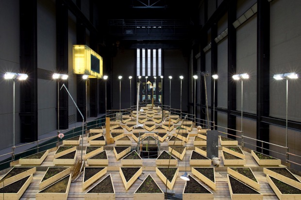A general view of Abraham Cruzvillegas's latest installation "Empty Lot" displayed in the turbine room at Tate Modern in ...