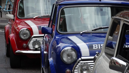 Racing around London in a quartet of vintage Mini Coopers is a blast.
