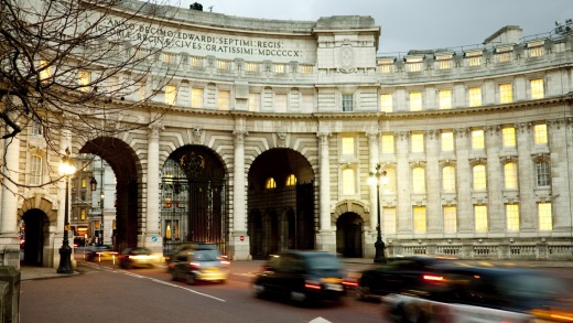 Zipping through Admiralty Arch.