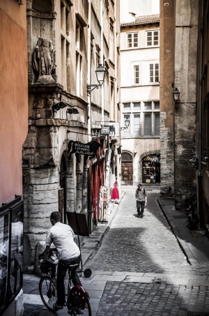 France, Rhone Department, Lyon, Vieux Lyon, Old Town buildings.