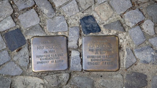 Stumbling stones in the pavement of Charlottenburg.