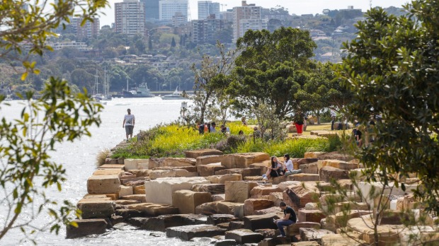 Sydneysiders find a nook or cranny to enjoy along the newly opened foreshore.
