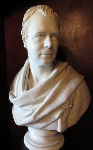 A bust of Sir Walter Scott in Abbotsford House.